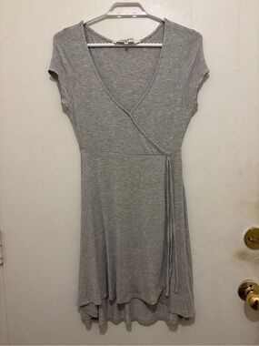 Brave Soul London Gray Wrap Dress XS Soft Jersey Knit Short Sleeve